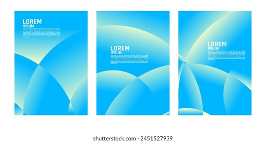 Three panels with blue and yellow gradients.