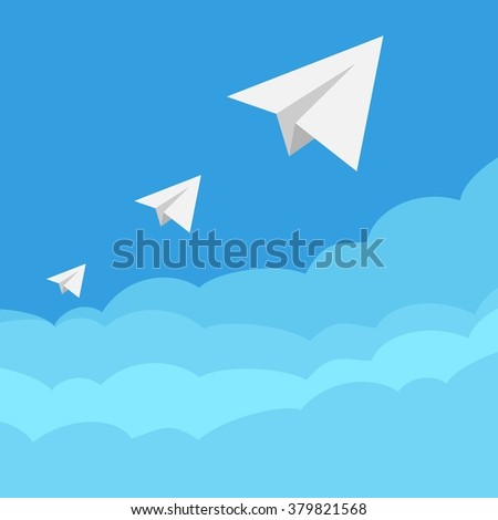 Three paper airplanes, wireless conversations, vector