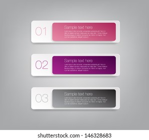Three paper banners for infographics, business design, step presentation, number options, progress design, reports or workflow layout. Clean and modern style
