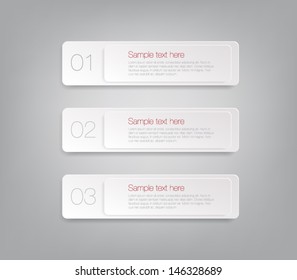 Three paper banners for infographics, business design, step presentation, number options, progress design, reports or workflow layout. Clean and modern style