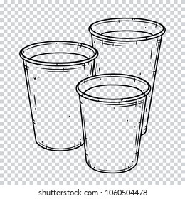 Three paper coffee cup on a transparent background