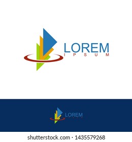Three paper collor concept logo vector design