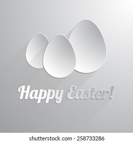 Three paper happy easter eggs. Vector illustration.