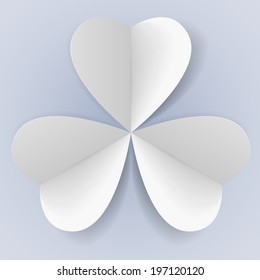 Three paper hearts in form of trefoil