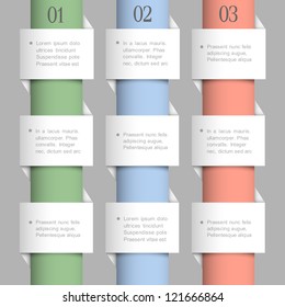 Three paper numbered banners. Vector design template