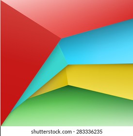Three Paper Sheets 3D Bright Color Composition