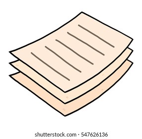 three paper sheets / cartoon vector and illustration, hand drawn style, isolated on white background.