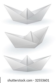 Three paper ships isolated on white - vector