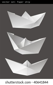 Three paper ships isolated - vector