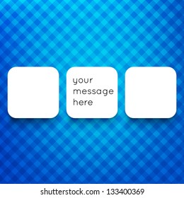 Three paper squares on color background. Modern style notification button for your web design, business presentation or other