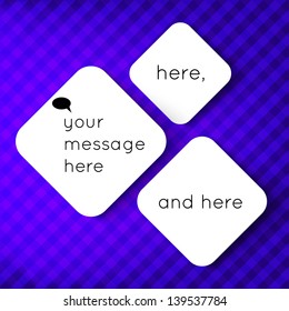 Three paper squares on color background. Modern style notification button for your web design, business presentation or other