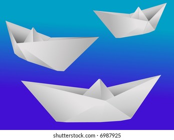 The three paper toy ships - a vector