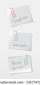 Three papers conjunction with colored paper clips