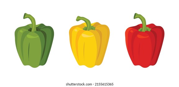 Three paprika, peppers -traffic light. Vector