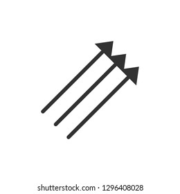 Three Parallel Vertical Arrows in black color Pointing up 45 degrees. vector illustration isolated on white background