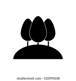 Three park trees on a hill Vector icon 