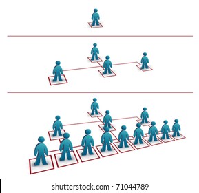 three part business network progress illustration