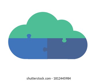 Three Part Cloud Puzzle Infographic 