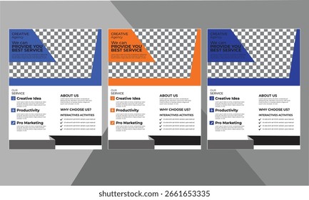 modelo de arte de folheto digital de três partes