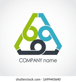 three part triangle color logo design