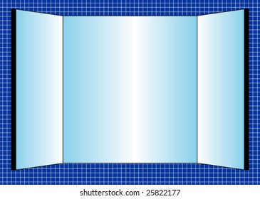 three parted billboard on blue grid