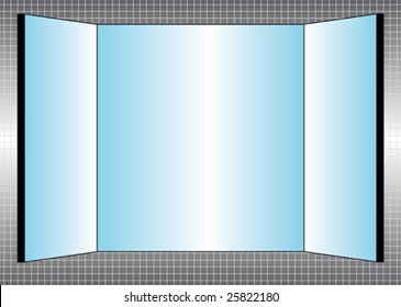 three parted billboard on grey grid