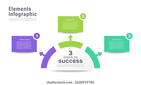 Three parts circular infographic design template. Vector template for business reports or presentations