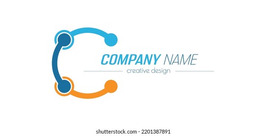 Drei Teile der Linie sind in einem kaputten Kreis miteinander verbunden. Logo-Vorlage, Unternehmen, Unternehmen, soziale Netzwerke und Gruppen. Blank für Websites und Anwendungen. Flachstil