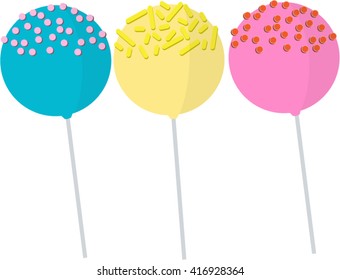Three pastel lollipops, flat design
