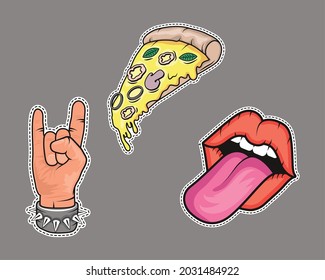 three patches retro set icons