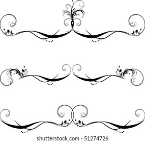 Three patterns for frame. Black isolated on the white. Vector