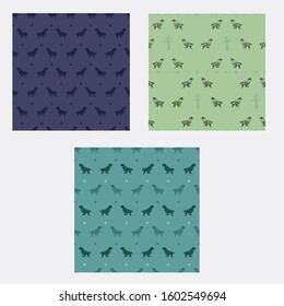 Three patterns with the image of a parrot on a blue and green background vector