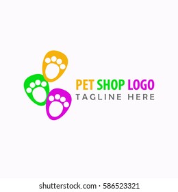 Three paw pet colorful logo design