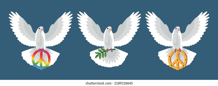 Three peace day concept with hand drawn dove