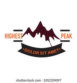 Three peak mountain logo with banner. Suitable for badges and labels. MOuntain logo retro vector illustration