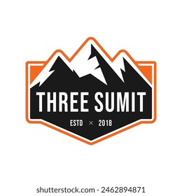 Three peaks mountain logo vector. white background