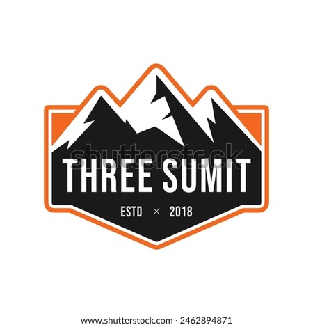 Three peaks mountain logo vector. white background