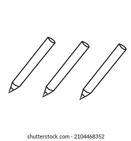 three pencil outlines vector illustration