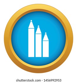 Three pencils icon blue vector isolated on white background for any design