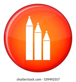Three pencils icon in red circle isolated on white background vector illustration