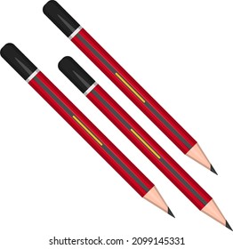 Three pencils, illustration, vector on a white background.