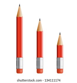 three pencils isolated