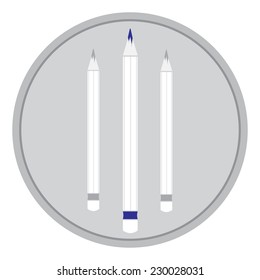 Three Pencils and one Blue. Vector Illustration