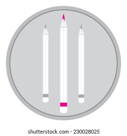 Three Pencils and one Magenta. Vector Illustration