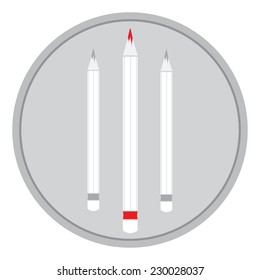 Three Pencils and one Red Vector Illustration