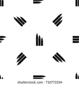 Three pencils pattern repeat seamless in black color for any design. Vector geometric illustration