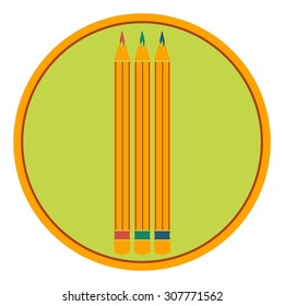 Three Pencils Red, Green and Blue. Icon for Drawing, Sketching, Paint. Illustration, Vector