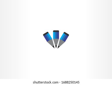 tres lápices gráfico de ilustraciones vectoriales para aprender a dibujar la plantilla de diseño del logotipo