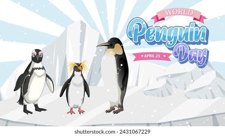 Three penguins celebrating their special day together