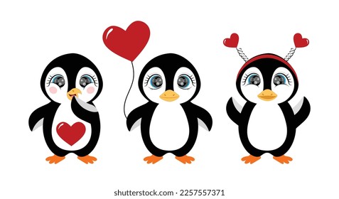 Three penguins in love, Valentine's day